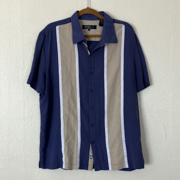 Nat Nast Shirts Nat Nast Silk And Lyocell Button Down Bowling Shirt